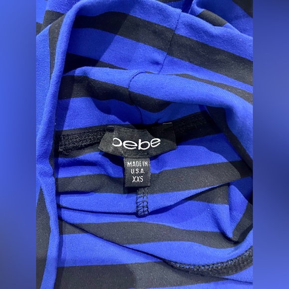 BEBE Women's High Waisted BodyCon Blue and Beige Stripes Midi Pencil Skirt, xxs - Picture 4 of 4